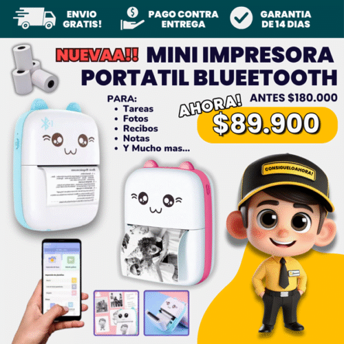 Consigueloahora.com (1) (1) GoPrint™ 😍 Mini Impresora térmica portátil 🖨️ + Aplicación FunPrint! 😮